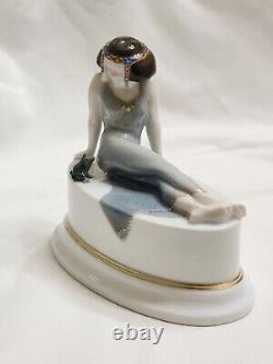 Antique Rosenthal Princess & The Frog by Leo Rauth Art Deco Lady Ceramic Figure