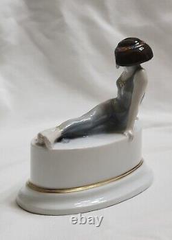 Antique Rosenthal Princess & The Frog by Leo Rauth Art Deco Lady Ceramic Figure
