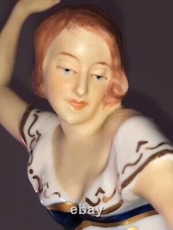 Antique Royal Dux Art Deco Lady Woman Flapper Dancer Figure Figurine Porcelain