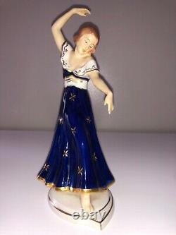 Antique Royal Dux Art Deco Lady Woman Flapper Dancer Figure Figurine Porcelain