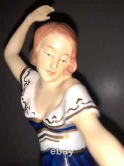 Antique Royal Dux Art Deco Lady Woman Flapper Dancer Figure Figurine Porcelain