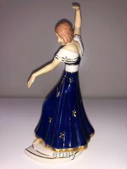 Antique Royal Dux Art Deco Lady Woman Flapper Dancer Figure Figurine Porcelain