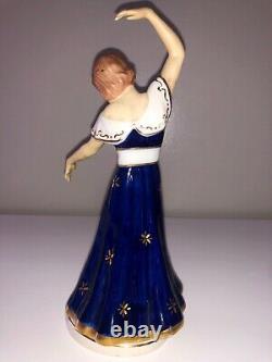 Antique Royal Dux Art Deco Lady Woman Flapper Dancer Figure Figurine Porcelain