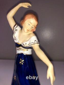 Antique Royal Dux Art Deco Lady Woman Flapper Dancer Figure Figurine Porcelain
