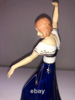 Antique Royal Dux Art Deco Lady Woman Flapper Dancer Figure Figurine Porcelain