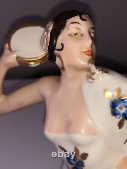 Antique Royal Dux Art Deco Lady Woman Spanish Dancer Figurine Figure Porcelain
