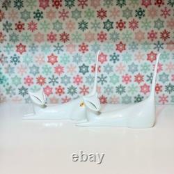 Antique Royal Dux Bohemia Siamese Cat Pair Art Deco Porcelain c. 1920s