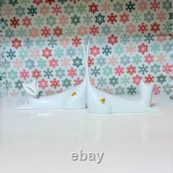 Antique Royal Dux Bohemia Siamese Cat Pair Art Deco Porcelain c. 1920s