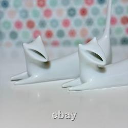 Antique Royal Dux Bohemia Siamese Cat Pair Art Deco Porcelain c. 1920s