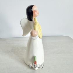 Antique Royal Dux Figurine, Art Nouveau Deco Angel With Harp 6(H)