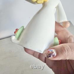 Antique Royal Dux Figurine, Art Nouveau Deco Angel With Harp 6(H)