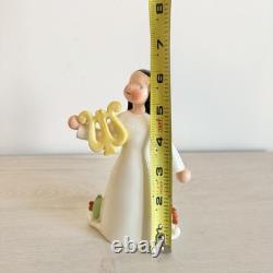 Antique Royal Dux Figurine, Art Nouveau Deco Angel With Harp 6(H)