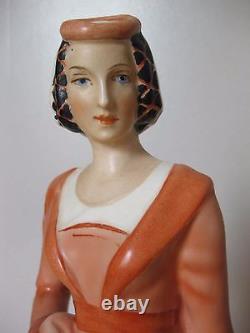 Antique Royal Dux Porcelain Art Deco Medieval Lady Woman Figurine Figure