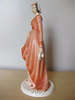 Antique Royal Dux Porcelain Art Deco Medieval Lady Woman Figurine Figure