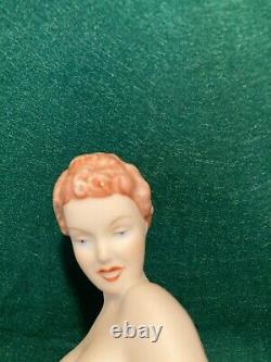 Antique Royal Dux Porcelain Reclining Nude Figurine 8.5 high x 9 wide