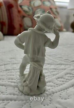 Antique Royal Vienna Porcelain Blanc De Chine Figurine Nude Boy In Flower Hat