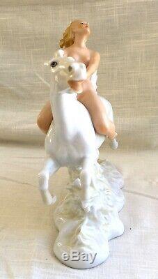 Antique Schau Bach Kunst Porcelain Figurine Art Deco Nude Woman on Horseback