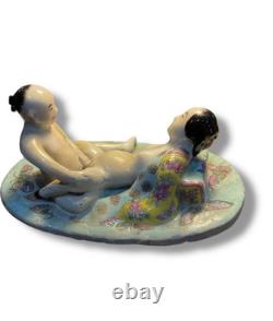 Antique Sculpture Statue Woman Chinese Nude Porcelain Deco Art Rare Decor Old