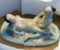 Antique Sculpture Statue Woman Chinese Nude Porcelain Deco Art Rare Decor Old