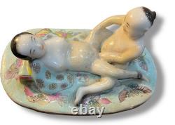 Antique Sculpture Statue Woman Chinese Nude Porcelain Deco Art Rare Decor Old