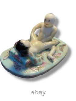 Antique Sculpture Statue Woman Chinese Nude Porcelain Deco Art Rare Decor Old