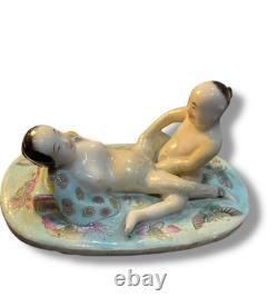 Antique Sculpture Statue Woman Chinese Nude Porcelain Deco Art Rare Decor Old