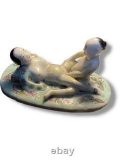 Antique Sculpture Statue Woman Chinese Nude Porcelain Deco Art Rare Decor Old