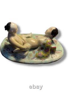 Antique Sculpture Statue Woman Chinese Nude Porcelain Deco Art Rare Decor Old