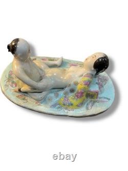 Antique Sculpture Statue Woman Chinese Nude Porcelain Deco Art Rare Decor Old