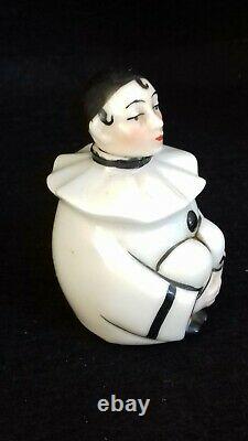 Antique Sitzendorf German Porcelain Pierrot Perfume Bottle, 1918