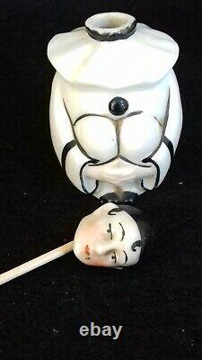 Antique Sitzendorf German Porcelain Pierrot Perfume Bottle, 1918