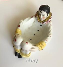 Antique Sitzendorf Germany Pierrot porcelain art deco harlequin vanity dish