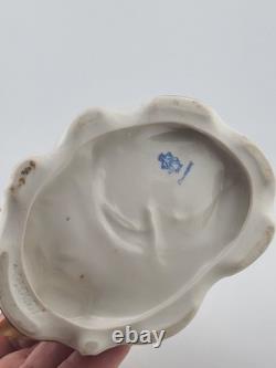 Antique Sitzendorf Germany Porcelain Musical Couple Figurine Lace Harp Flute