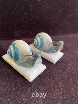 Antique Snail Figurine SET OF TWO! Art Deco Rosenthal A. Caasmann Porcelain 1940