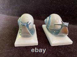 Antique Snail Figurine SET OF TWO! Art Deco Rosenthal A. Caasmann Porcelain 1940