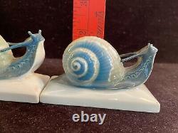 Antique Snail Figurine SET OF TWO! Art Deco Rosenthal A. Caasmann Porcelain 1940