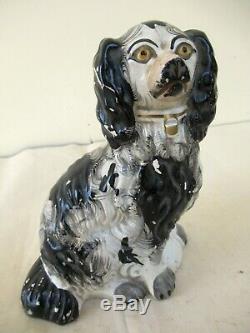 Antique Staffordshire Porcelain Dog Figurines Black & White Color CollectiblesF