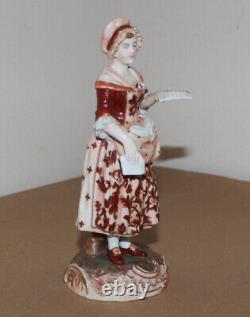 Antique Triebner Ens & Eckert Volkstedt Porcelain Figurine Maid with Towel 7.7