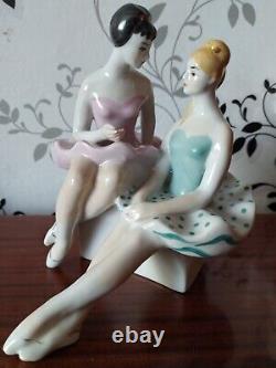 Antique USSR porcelain figurine Ballerinas in the intermission of the Kiev