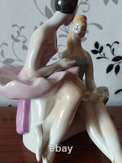 Antique USSR porcelain figurine Ballerinas in the intermission of the Kiev