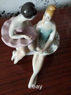 Antique USSR porcelain figurine Ballerinas in the intermission of the Kiev