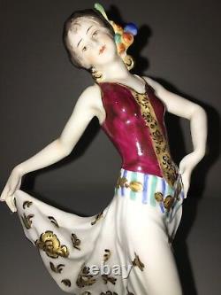 Antique Volkstedt Porcelain Art Deco German Lady Woman Dancer Figurine Figure