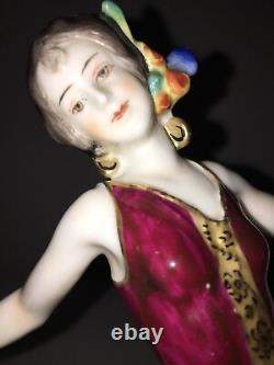 Antique Volkstedt Porcelain Art Deco German Lady Woman Dancer Figurine Figure