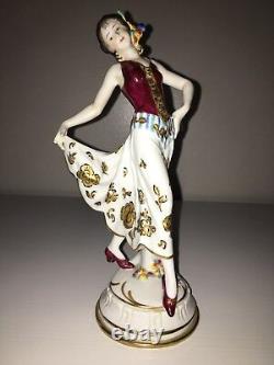 Antique Volkstedt Porcelain Art Deco German Lady Woman Dancer Figurine Figure