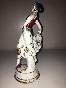 Antique Volkstedt Porcelain Art Deco German Lady Woman Dancer Figurine Figure