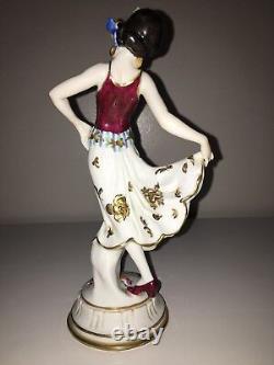 Antique Volkstedt Porcelain Art Deco German Lady Woman Dancer Figurine Figure