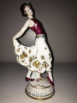 Antique Volkstedt Porcelain Art Deco German Lady Woman Dancer Figurine Figure