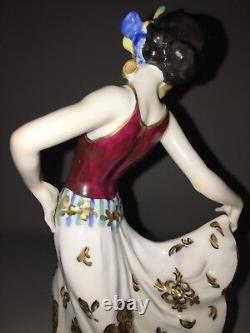 Antique Volkstedt Porcelain Art Deco German Lady Woman Dancer Figurine Figure