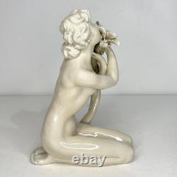 Antique Von Schierholz Porcelain Nude Woman Kneeling Figurine Rococo Art Nouveau