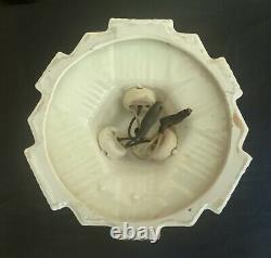 Antique Vtg Art Deco Flush Mount Ceiling Fixture Light Porcelain Ceramic 10